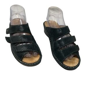 Finn‎ Comfort Sandals Womens Sz US 6.5 EU 37 Jamaica Slides Black Leather Straps